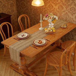 Woven American Style Table <b>Runner</b> Long Rectangular Polyester Fiber <b>Washable</b> Home Decor For Dining Room Kitchen Living Room - Product Image 1