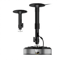 Support de plafond universel HEYU pour projecteur, filetage 1/4, inclinaison réglable, longueur réglable, robuste, noir/argent, charge 5 kg, pour la maison et le bureau