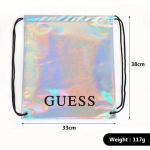 Sac à dos tendance en PU imperméable avec cordon de serrage, motif laser argenté éblouissant, idéal pour les voyages et les loisirs, personnalisable avec logo - Product Image 4