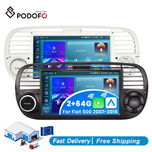 Radio de coche Podofo de 7 pulgadas con Android, 2+64GB, CarPlay inalámbrico, Android Auto, compatible con Fiat 500 2007-2015, GPS, WiFi, doble USB, FM, RDS - Product Image 1
