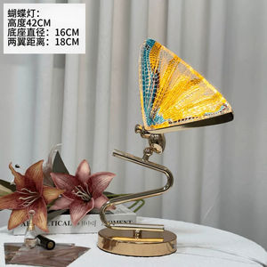 <span class=keywords><strong>Belle</strong></span> lampe papillon Lampe de table vintage Style Tiffany Vitrail LED Lampe nordique moderne personnalisée E26 Interrupteur Contrôle - Product Image 2