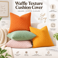 Housse de coussin carrée en tissu gaufré pelucheux pour salon, textile d'intérieur décoratif