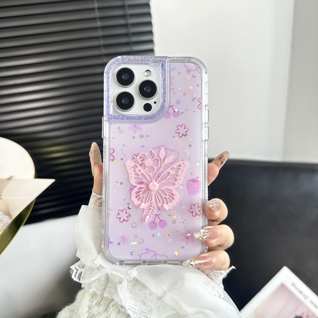 Hot Sale 3 in 1 Hybrid Phone Case Epoxy Printing 3D Butterfly Charm Anti-Fall Phone Cover for REDMI A7 PRO 4G