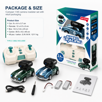 ZY003 Mini Voiture Télécommandée avec Caméra 2.4G Style Classique, Lumières, Sons et Vibrations, Jouet pour Enfants avec Caméra Magnétique