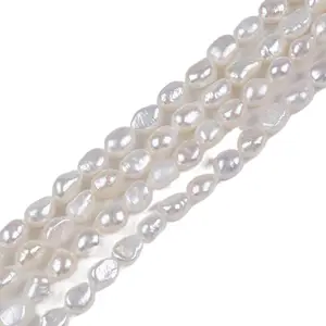 Wholesale Natural 8-9mm A/AA/3A Quality White Cultured Baroque Freshwater Pearl Strand