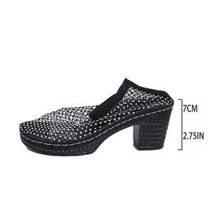 Nouvelles sandales à talon compensé et bride en T, style 2026, ajourées, tendance, incrustées de diamants, sexy, intemporelles, pour femme, hiver, été, printemps - Product Image 6