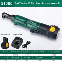 Clé à cliquet électrique sans fil SATA 51080/51081/51082 1/4-3/8-1/2 pouces 10,8 V, couple maximal 100 Nm, avec deux batteries et chargeur