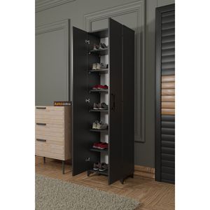 Meuble à chaussures moderne 7 étagères anthracite, armoire de rangement multifonctionnelle convertible pour la maison et l'hôtel, style bois MDF, fonction extensible - Product Image 6