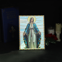 Ornement religieux en céramique estampé or 3D en gros, 12x14cm, cadeau catholique, décoration murale ou de table