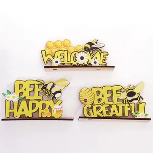 En bois imprimé abeille Festival Table à manger décoration abeille ornements décor à la maison cuisine mur décor rassembler signe