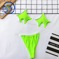 Ensemble micro bikini transparent à bretelles, maillot de bain sexy à bonnets triangle pour femme, maillot de bain string personnalisé