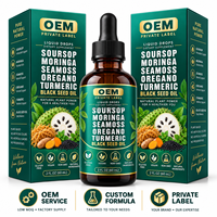 Complément alimentaire pour adultes : Gouttes buvables de Corossol amer, Mousse de mer, Moringa, Curcuma, Huile de Nigelle, Origan, Ashwagandha pour le soutien immunitaire