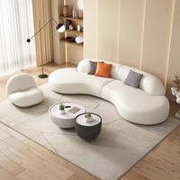 Canapé d'angle en cuir PU courbé haut de gamme, mobilier d'hôtellerie moderne sur mesure, ensemble de canapés en forme de L pour salon et chambre à coucher