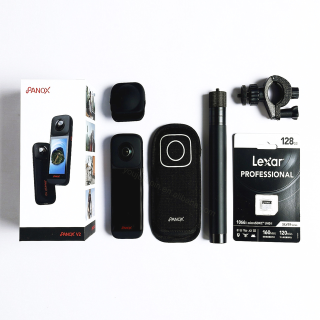 V2-360 Motion Camera Kit 3-Inch Touchscreen 5.7K 360 Video 48mp Sensor 72MP 360 Photos Multi-Platform 4K HDR Live Broadcast