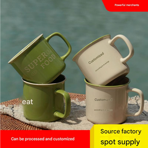<span class=keywords><strong>Tasse</strong></span> en céramique crème imprimée <span class=keywords><strong>sur</strong></span> mesure de style rétro Imitation émail eau/café <span class=keywords><strong>Photo</strong></span> <span class=keywords><strong>impression</strong></span> avec logo <span class=keywords><strong>sur</strong></span> couleur crème pour le camping - Product Image 3