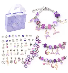Trending Products Popular Color Children's Bracelet Suit Handmade Diy Exquisite Crystal Big Hole Beading Gift Box Bracelet