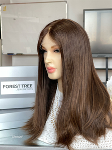 Perruque juive SHY Luxury Design transparente pour haut en dentelle #8 couleur 100% cheveux européens attachés à la main 14 "pour les femmes - Product Image 3