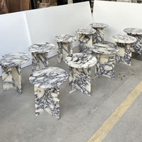 Table d'appoint en marbre naturel sur socle bas, sur mesure, style moderne, pour appartement, villa, hôtel, salon