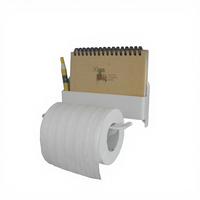 Support mural auto-adhésif en plastique blanc écologique pour rouleau de papier toilette avec étagère pour téléphone, capacité de charge 2,5 kg
