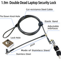 Almohadilla de alta seguridad para teléfono móvil, doble cabezal, cable de acero, 1,9 m, cerradura para ordenador portátil