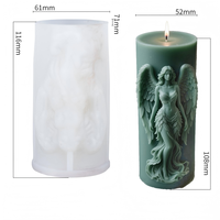 3D Traumhafte Geflügelte Göttin Silikonform für Kerzen, Engel-Mädchen-Form Wachsform für DIY Handgemachte Seife, Gips, Harz-Statue, Heimdekoration