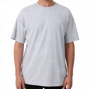 Nouveau T-shirt surdimensionné à manches courtes pour homme en coton/fibre de bambou tricoté de haute qualité, respirant et à séchage rapide, avec logo personnalisé sur le devant - Product Image 1