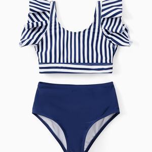 Maillots de bain de luxe à rayures personnalisés avec logo 2024, MOQ 50, ensemble de 6 pièces assorties pour la famille, bikini, vêtements de plage pour femmes - Product Image 4