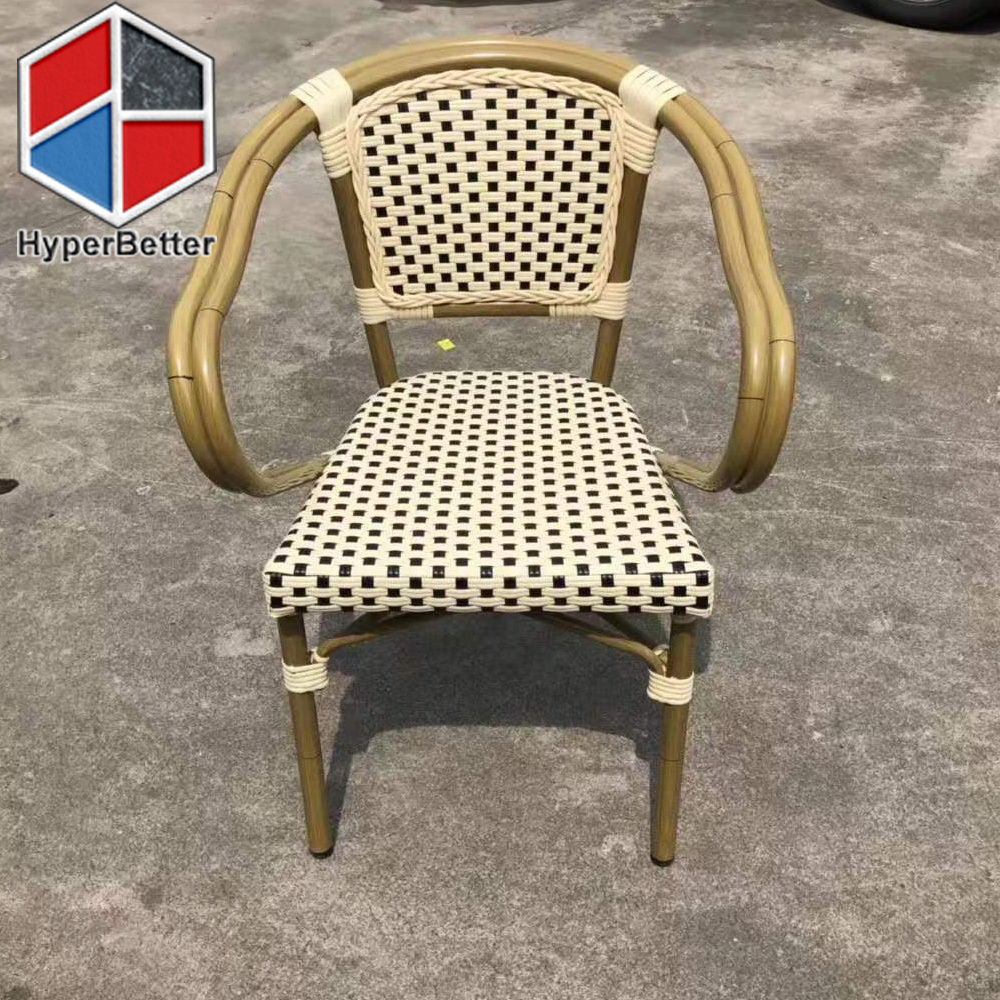 Outdoor bamboo look rattan chair for bistro and cafe