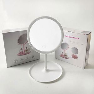 Miroir de maquillage LED en acier inoxydable avec lumière d'appoint réglable, portable et durable, outil de beauté de bureau - Product Image 4