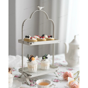 Double-Couche dessert plateau plat de bonbons gâteau présentoir pose-plat de noël porcelaine fruits secs plaques <span class=keywords><strong>d</strong></span>écoration de mariage - Product Image 3