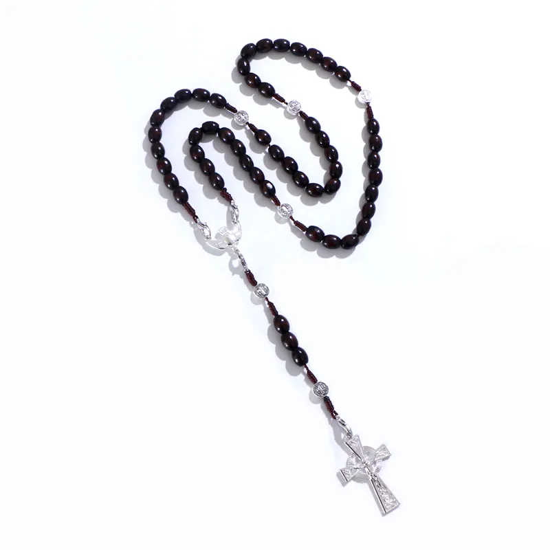 KOMi — salopette en bois, corde tissée à la main, colliers ronds, Antique, Vintage, catholique, religieux, vente en gros