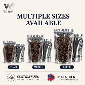 US Stock Wholesale Stand Up Pouch Bulk 15x22+4cm Clear Window Aluminum Foil Resealable Zipper Coffee Nut Food Packaging Custom - Product Image 2