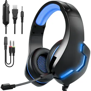 Auriculares J10, auriculares con cable, control por cable, competencia electrónica luminosa, teléfono móvil, ordenador, juego de pollo, auriculares