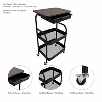 Chariot de rangement mobile en acier au carbone à 3 niveaux avec tiroir pour bureau et salon – Fournisseur direct de mobilier en gros