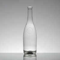 Bouteille en verre carrée transparente pour whisky, brandy, huile, alcool, 750 ml, bouteille en verre pour liqueur en vrac avec bouchon, prix au litre