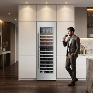 NE-423-8 Vinoteca de Lujo Empotrable con Estantes de Madera, Montada en Pared, Doble Zona, 325L, 99 Botellas - Product Image 1