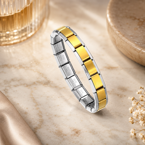 Bracelet à maillons et chaîne géométrique en acier inoxydable plaqué or 18 carats avec cristaux et strass, unisexe, pour un look décontracté ou sportif, idéal comme cadeau - Product Image 6