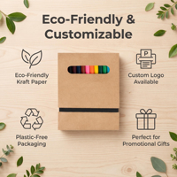 Ensemble de 12 crayons de couleur avec bloc-notes, boîte en kraft, mine de 2,8 mm, bloc-notes de 20 feuilles, bande élastique, kit de dessin écologique pour enfants