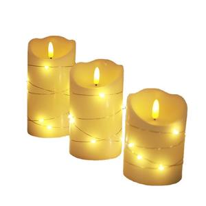 Wholesale Waterproof LED <b>Candles</b> Battery Operated Flameless <b>Pillar</b> Decorative Lights Plastic Resin with Strip - Product Image 6