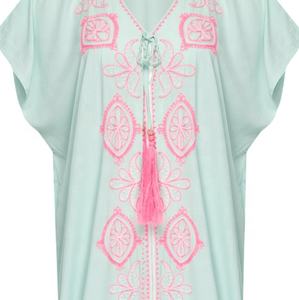 Caftán largo y holgado con bordados impresionantes, estilo bohemio, para playa o como cubrebañador, con decoración de borlas, para damas elegantes. - Product Image 2