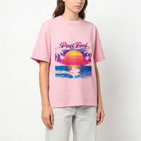 T-shirts pour femmes pour l'été avec motif de coucher de soleil sur la plage et texte Duet Fon pour un style décontracté