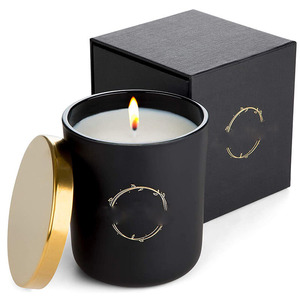 Luxury 7oz 10oz 15oz empty candle holders black candle jars with lid and boxes