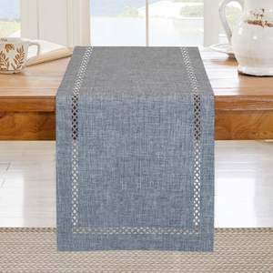 Chemin de table en polyester rustique à motifs géométriques ajourés, 13x36 pouces, orange, style ferme, décoration d'automne pour Thanksgiving - Product Image 5