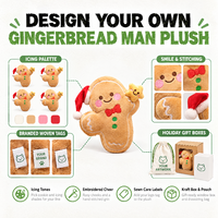Peluche personnalisée en forme d'homme en pain d'épices, fabrication directe usine, OEM ODM, en coton PP et polyester, vente en gros, MOQ, peluche amusante