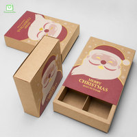 Boîte à tiroirs de Noël personnalisée avec doublure en éponge gaufrée pour cadeaux surprise de Noël et friandises pour enfants