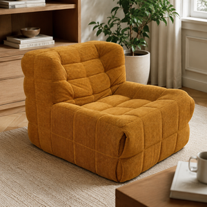 Canapé paresseux monoplace en tissu, style minimaliste moderne, <span class=keywords><strong>pour</strong></span> salon et petit appartement, avec compression sous vide et motif gaufré, style Tatami - Product Image 1