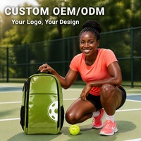 Sac à dos de pickleball en PVC avec logo personnalisé, compartiment à chaussures, poche pour balles, grande capacité, sac de rangement pour équipement sportif