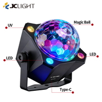 Lumière stroboscopique à boule magique LED 3 en 1 RGB + UV avec télécommande pour DJ disco