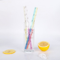 Pailles réutilisables imprimées motif étoile, accessoires de bar en plastique PP écologique avec taille et couleur personnalisables