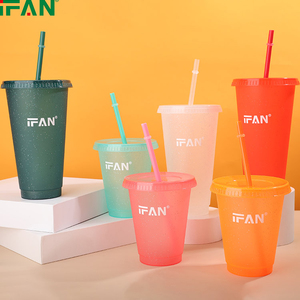 Ifan Đầy Màu Sắc Lạnh Cup Bpa-Miễn Phí Nhựa Cốc Cà Phê Để Đi Cốc Với Nắp Cho Các Bên Cho Người Lớn Rơm Loại Hoạt Động Ngoài Trời - Product Image 4
